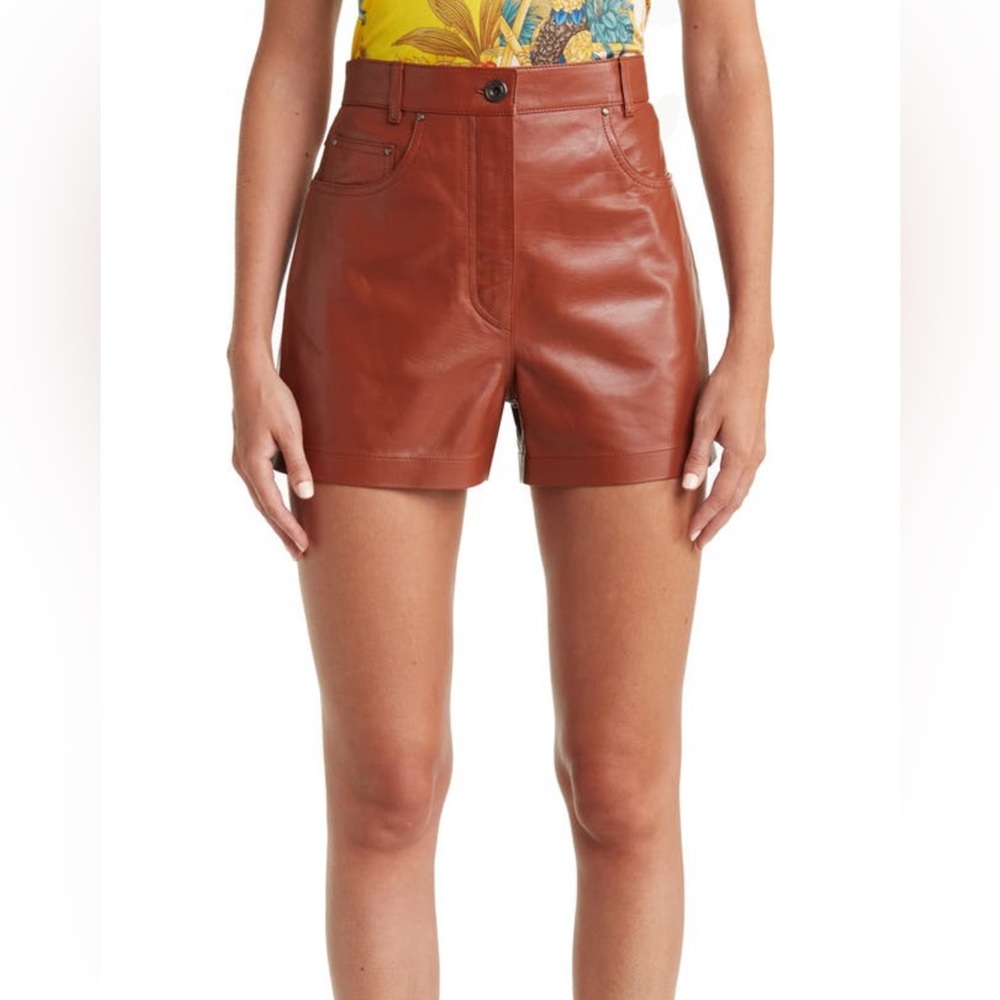 Ferragamo High Waist Leather Shorts